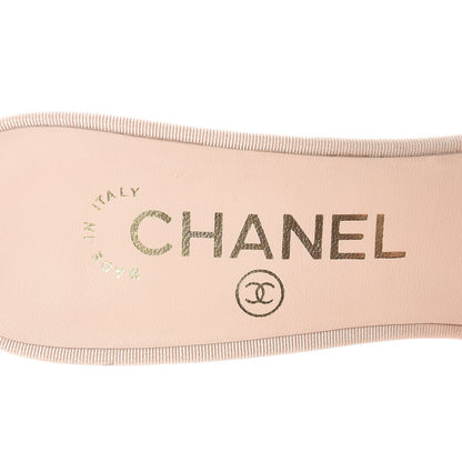 Chanel Grosgrain Lambskin CC Mules 36 Light Pink 6 of 10