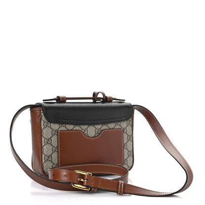 Gucci GG Supreme Monogram New Sakai Lux Calfskin Mini Padlock Flap Pocket Shoulder Bag Beige Ebony Black Cuir 3 of 9