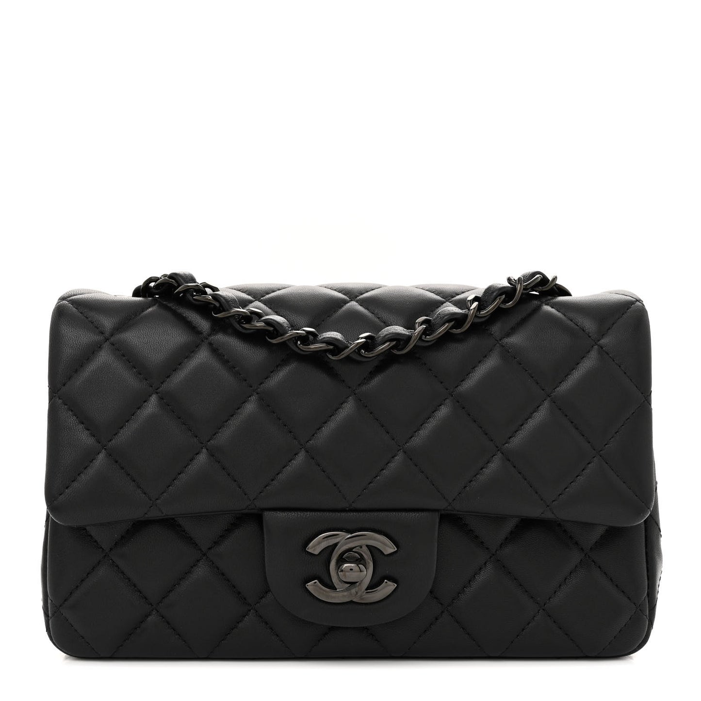 Lambskin Quilted Mini Rectangular Flap So Black