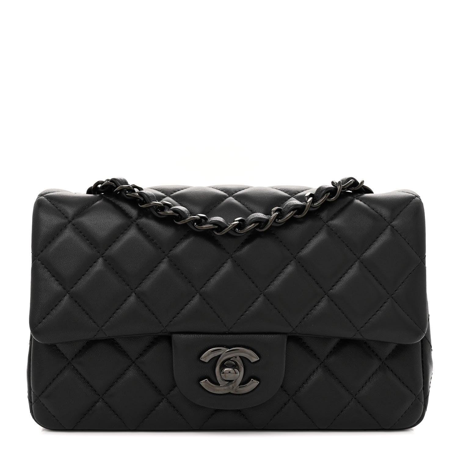 Chanel Lambskin Quilted Mini Rectangular Flap So Black 1 of 12