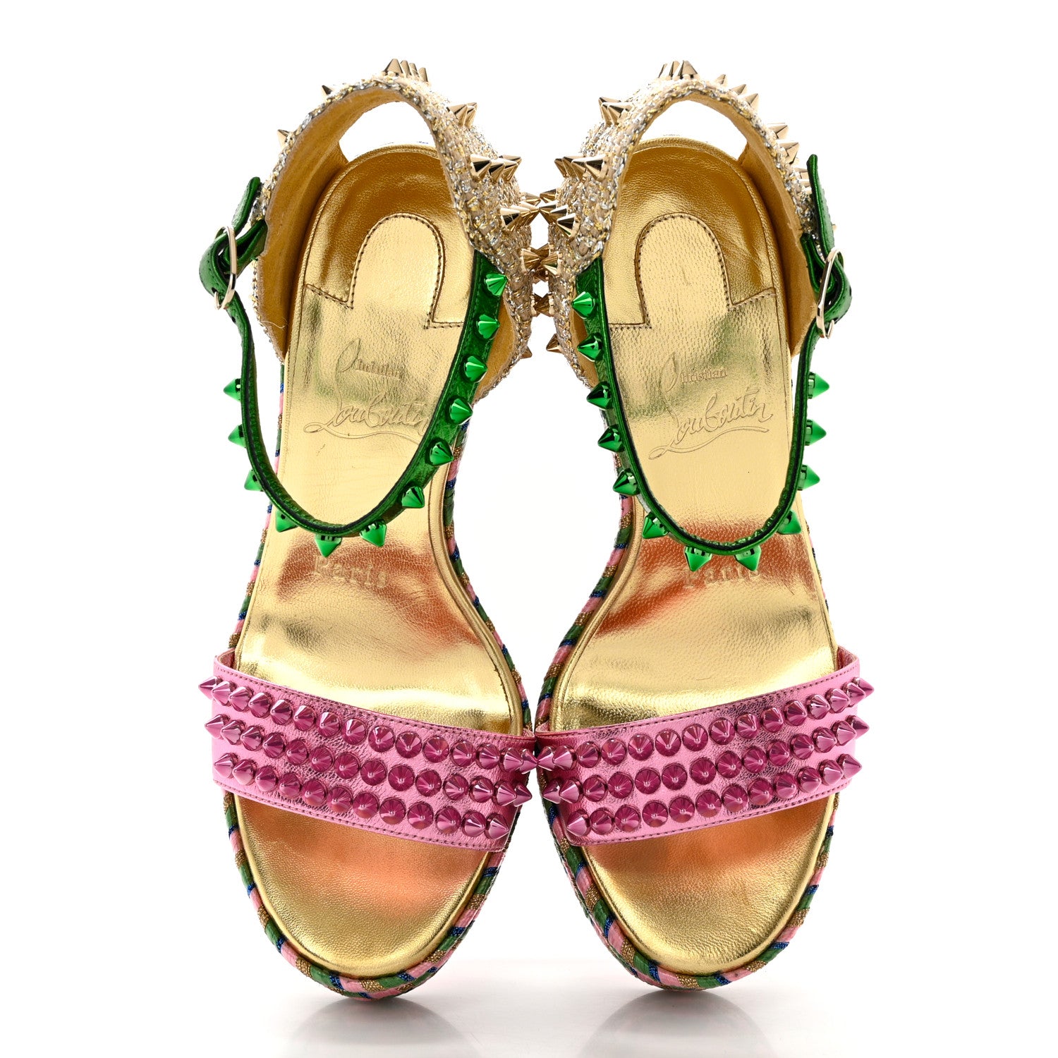 Christian Louboutin Nappa Pepite Liege Lame Madmonica 120 Wedge Sandals 35 Full Moon 5 of 9