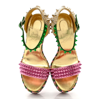 Christian Louboutin Nappa Pepite Liege Lame Madmonica 120 Wedge Sandals 35 Full Moon 5 of 9