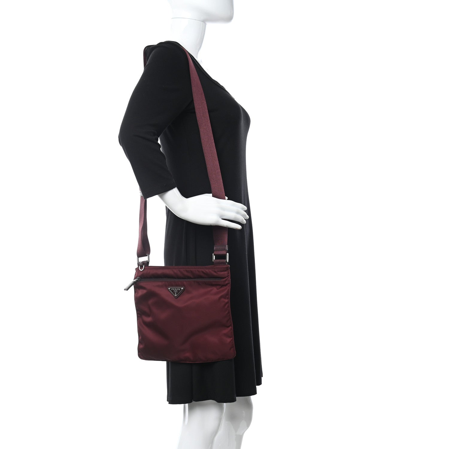 Prada Nylon Vela Messenger Bag Granato 2 of 10