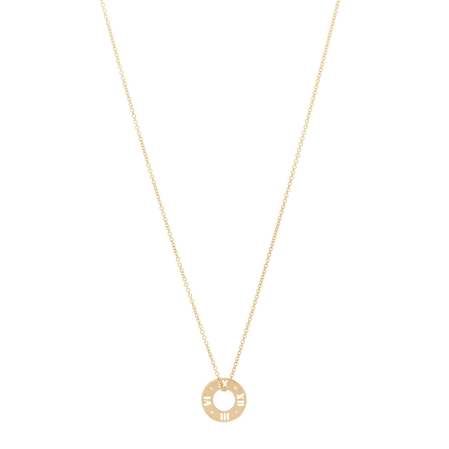 Tiffany 18K Yellow Gold Diamond Atlas Pierced Pendant Necklace 1 of 4