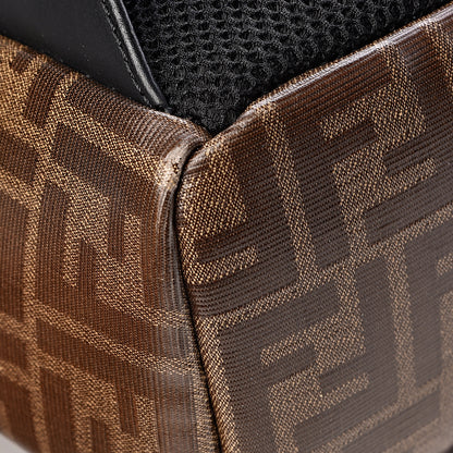 Fendi Glazed Fabric Vitello Century FF 1974 Stamp Patch Pouch Pocket Backpack Mogano Panna Black 11 of 11