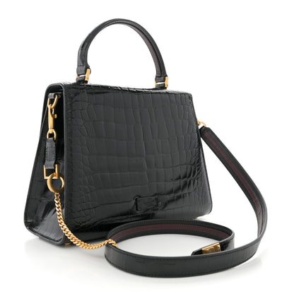 Valentino Garavani Crocodile Small VSling Top Handle Bag Black 3 of 11