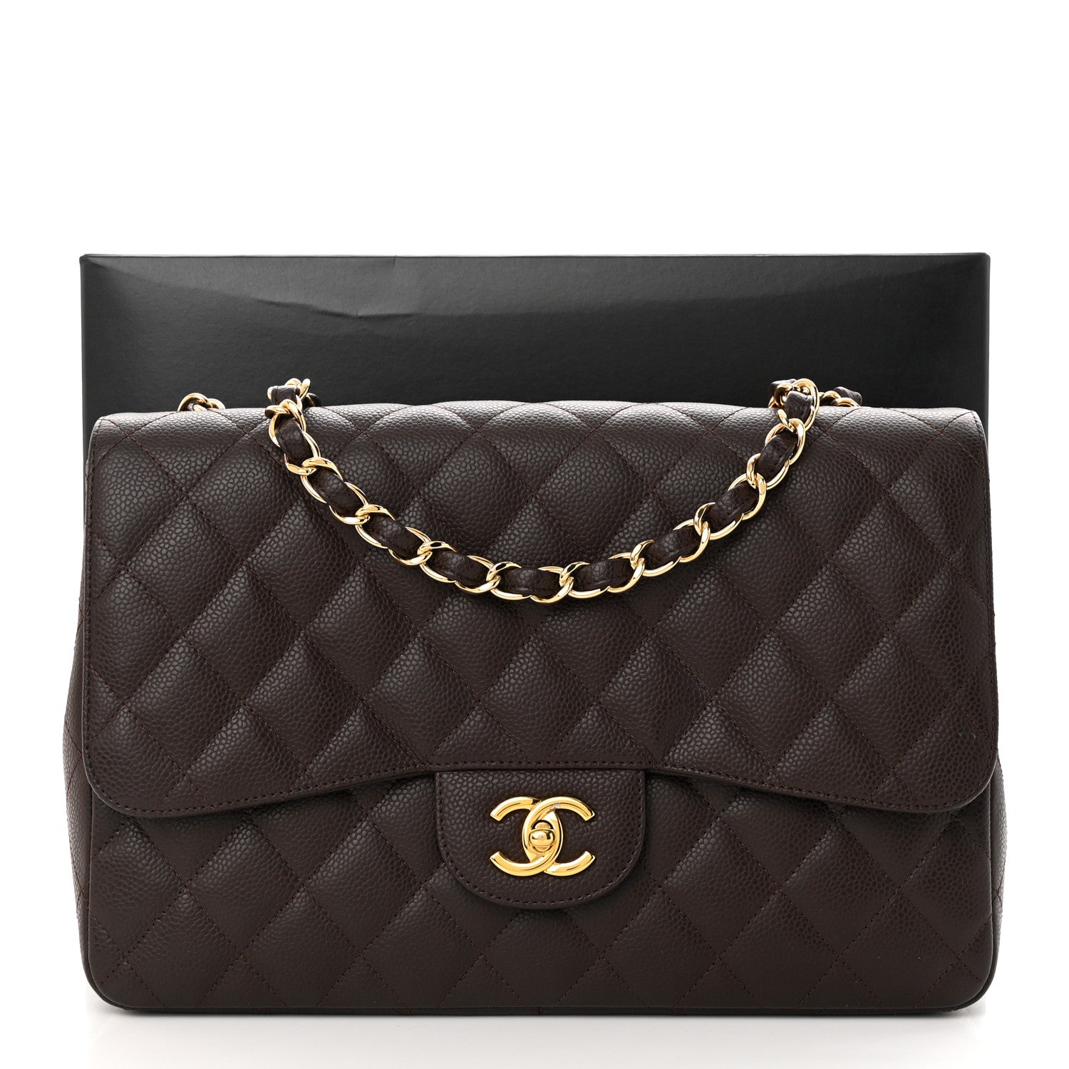 Chanel Caviar Quilted Jumbo Single Flap Dark Brown 11 of 11