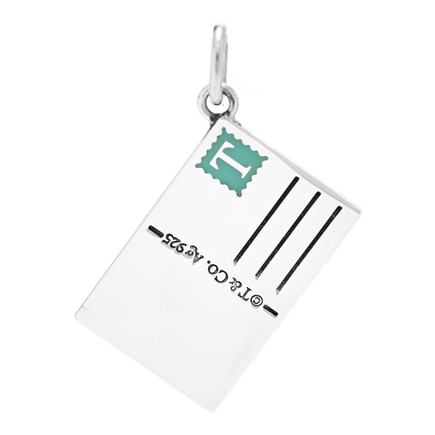 Sterling Silver Enamel Hawaii Postcard Charm Blue