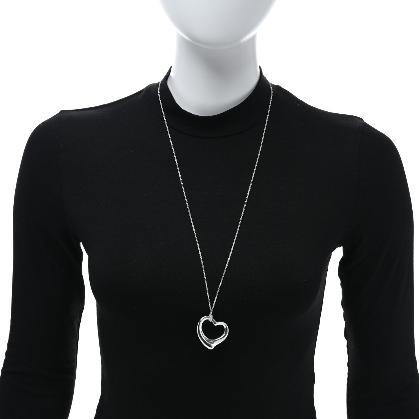 Sterling Silver 36mm Elsa Peretti Open Heart Pendant Necklace