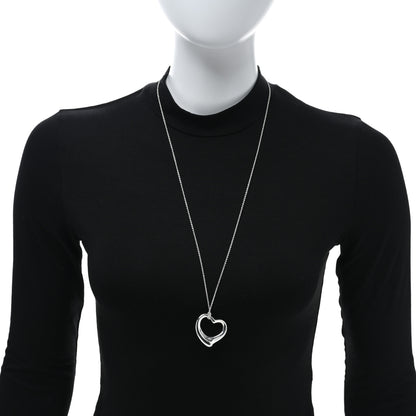 Tiffany Sterling Silver 36mm Elsa Peretti Open Heart Pendant Necklace 2 of 4