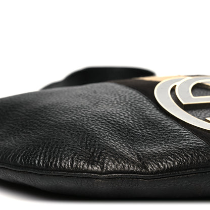 Gucci Pebbled Calfskin Web Blondie Hobo Black Beige 9 of 13