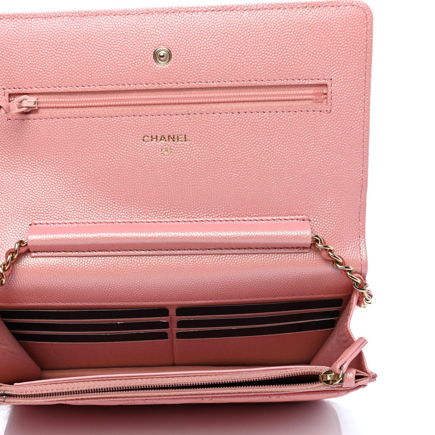 Chanel Iridescent Caviar Quilted Wallet on Chain WOC Rose Pink 4 of 4