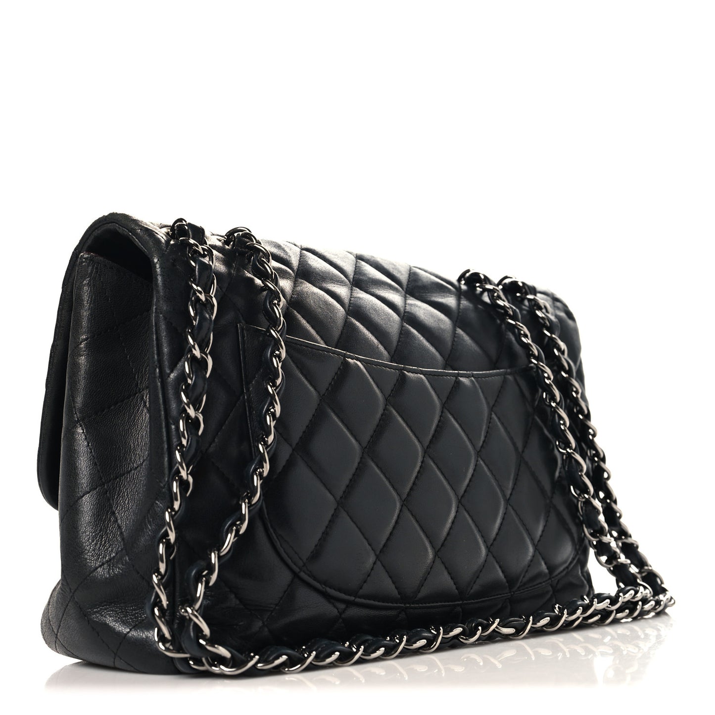 Lambskin Quilted Jumbo Single Flap Black