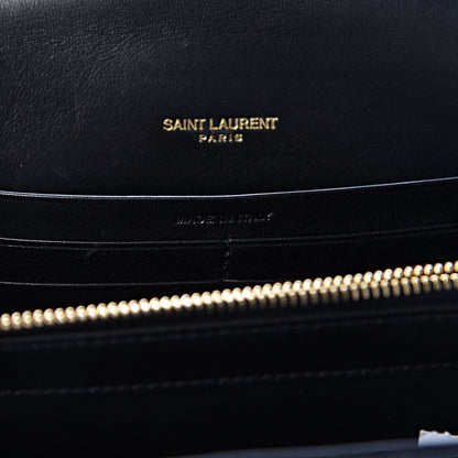 Saint Laurent Lambskin Matelasse Monogram Vicky Chain Wallet Black 7 of 12