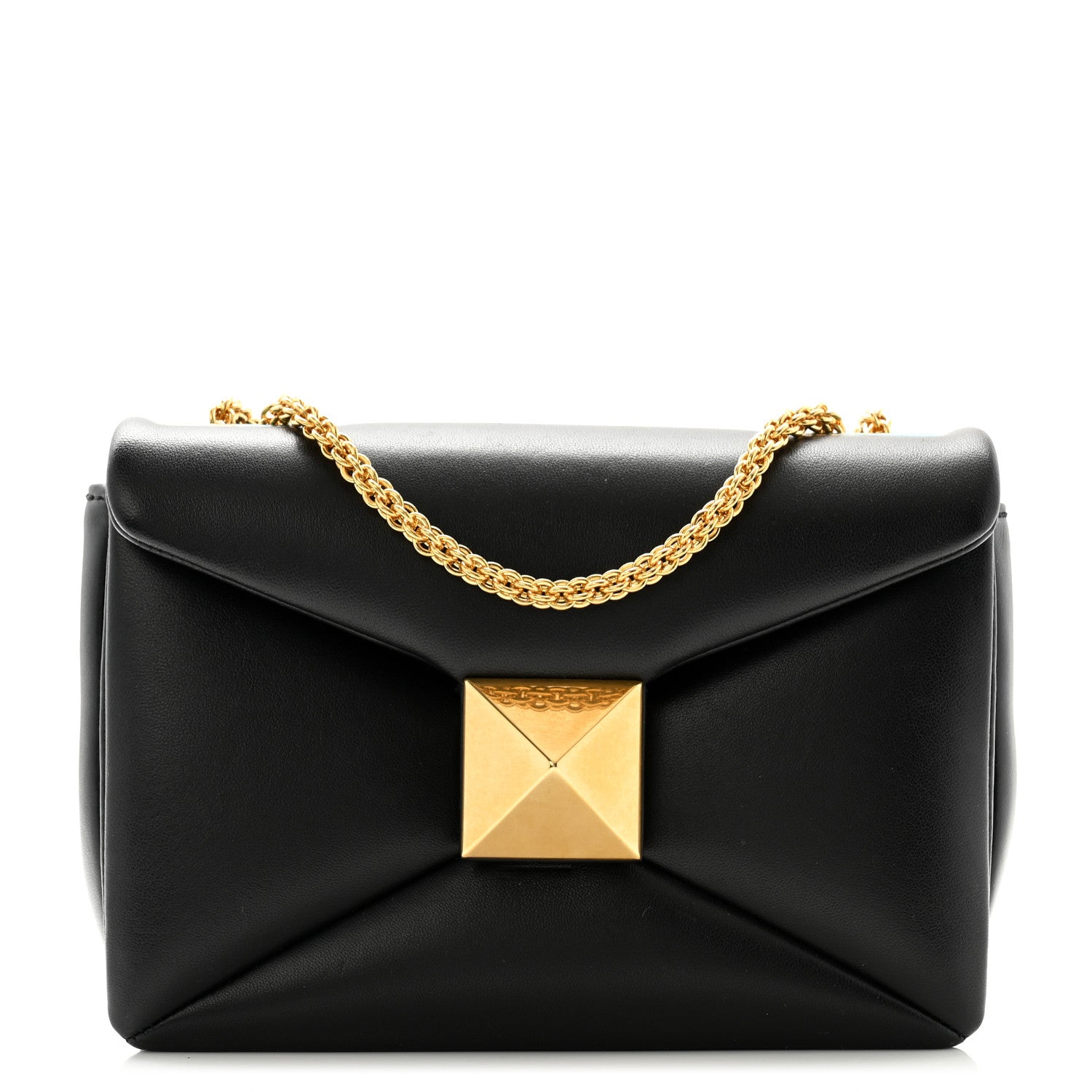 Valentino Garavani Nappa One Stud Chain Clutch Black 1 of 9