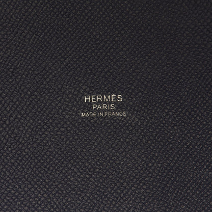 Hermes Epsom Tressage De Cuir Picotin Lock 18 PM Bleu Encre Brique Black 5 of 9