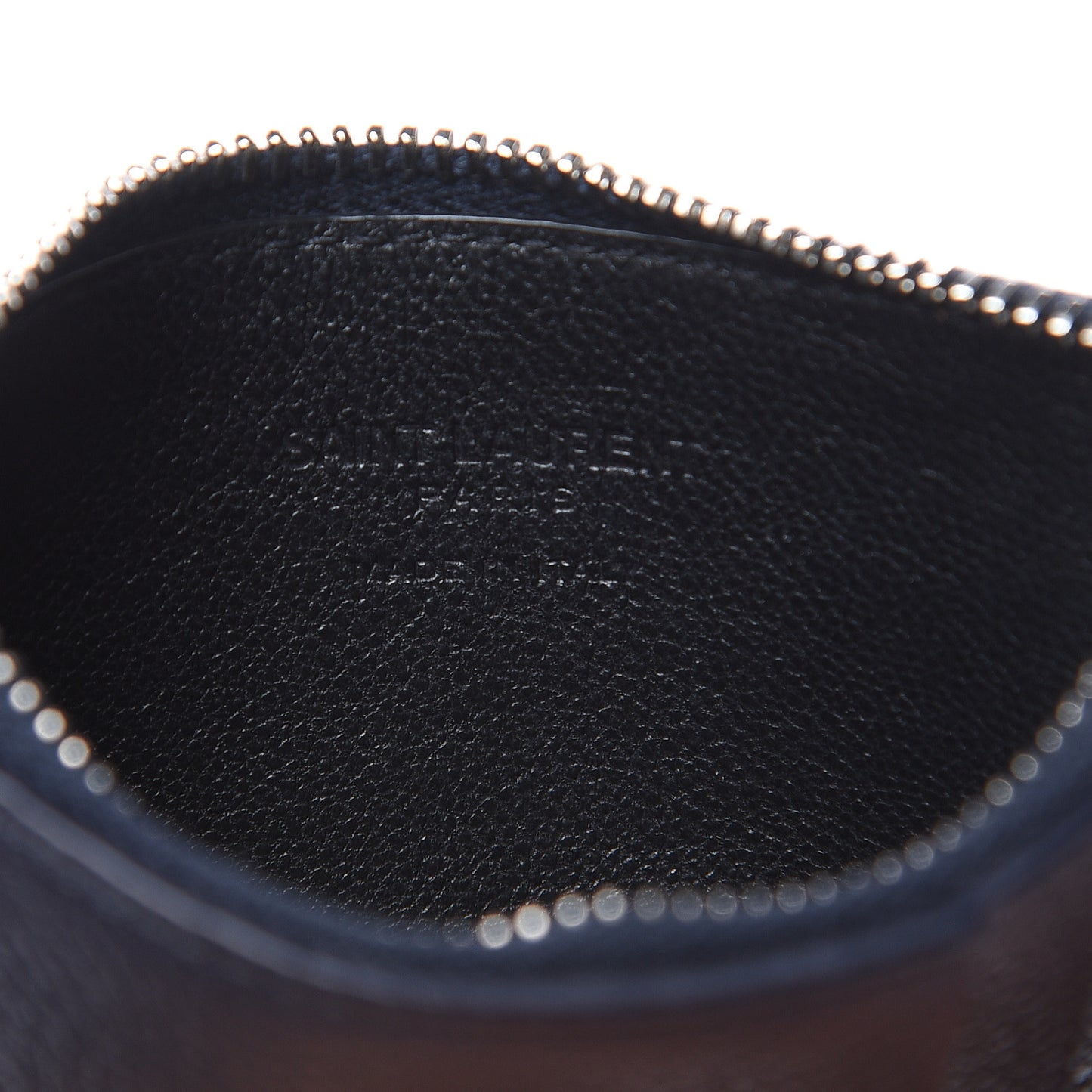 Grained Calfskin 5 Fragments Zip Pouch Card Holder Deep Marine