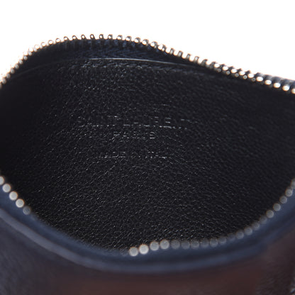Saint Laurent Grained Calfskin 5 Fragments Zip Pouch Card Holder Deep Marine 6 of 7