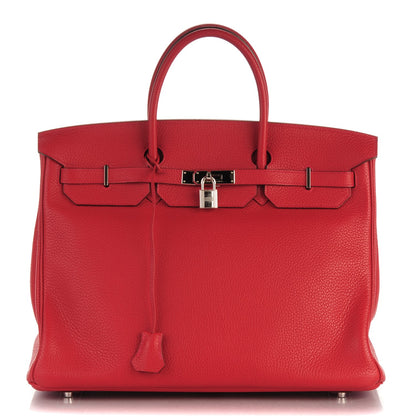 Hermes Taurillon Clemence Birkin 40 Rouge Casaque 1 of 30