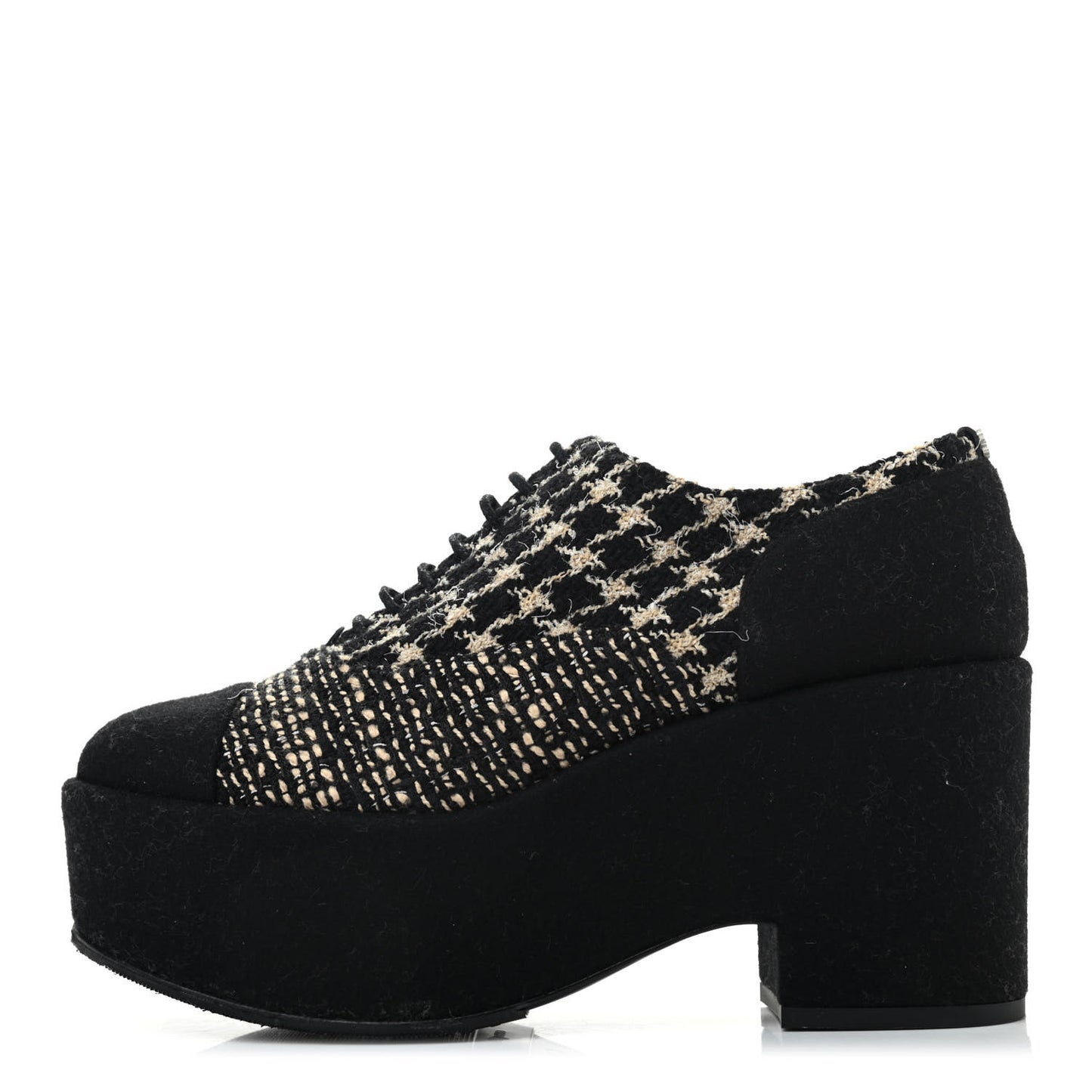 Tweed Lace Up Platform Oxfords 40 Black Multicolor