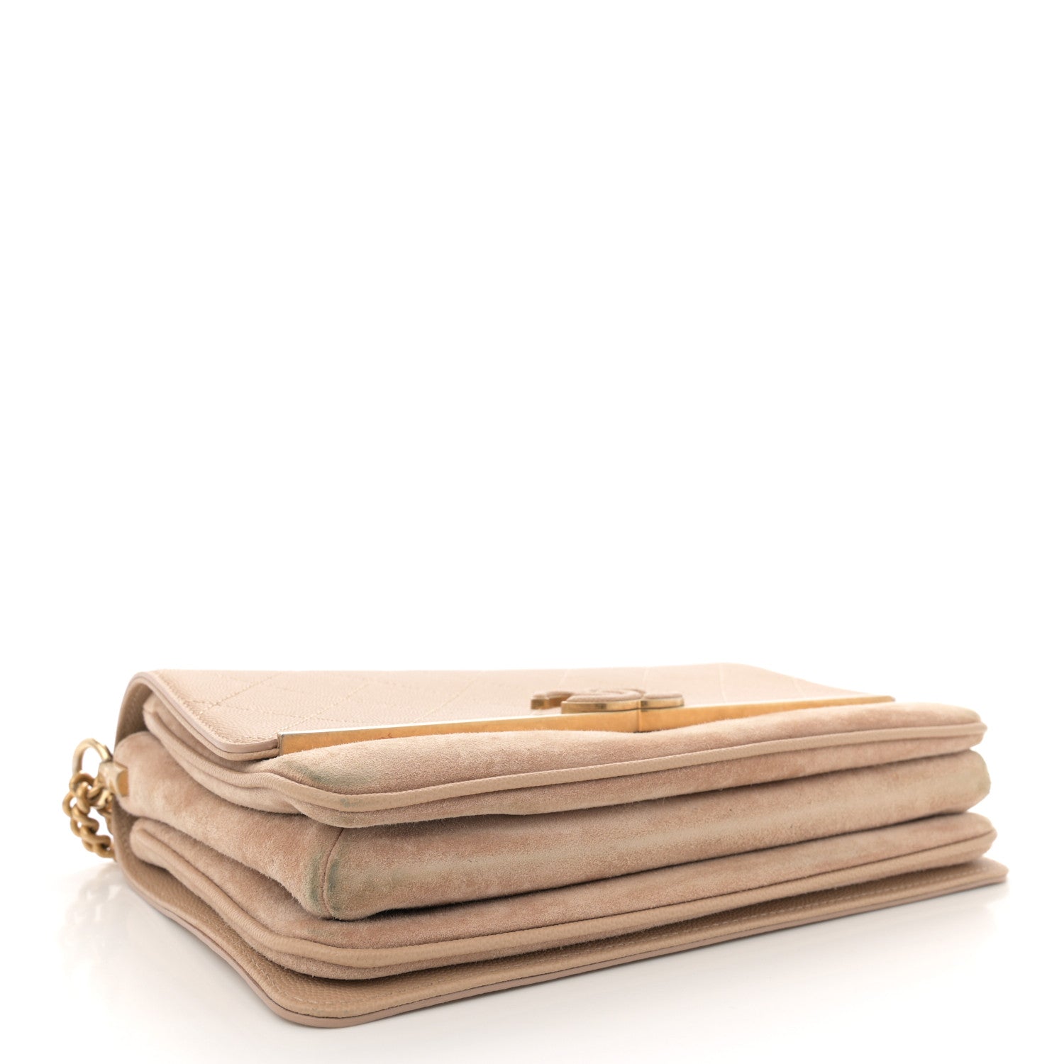 Chanel Grained Calfskin Stitched Enamel CC Flap Bag Beige 4 of 13