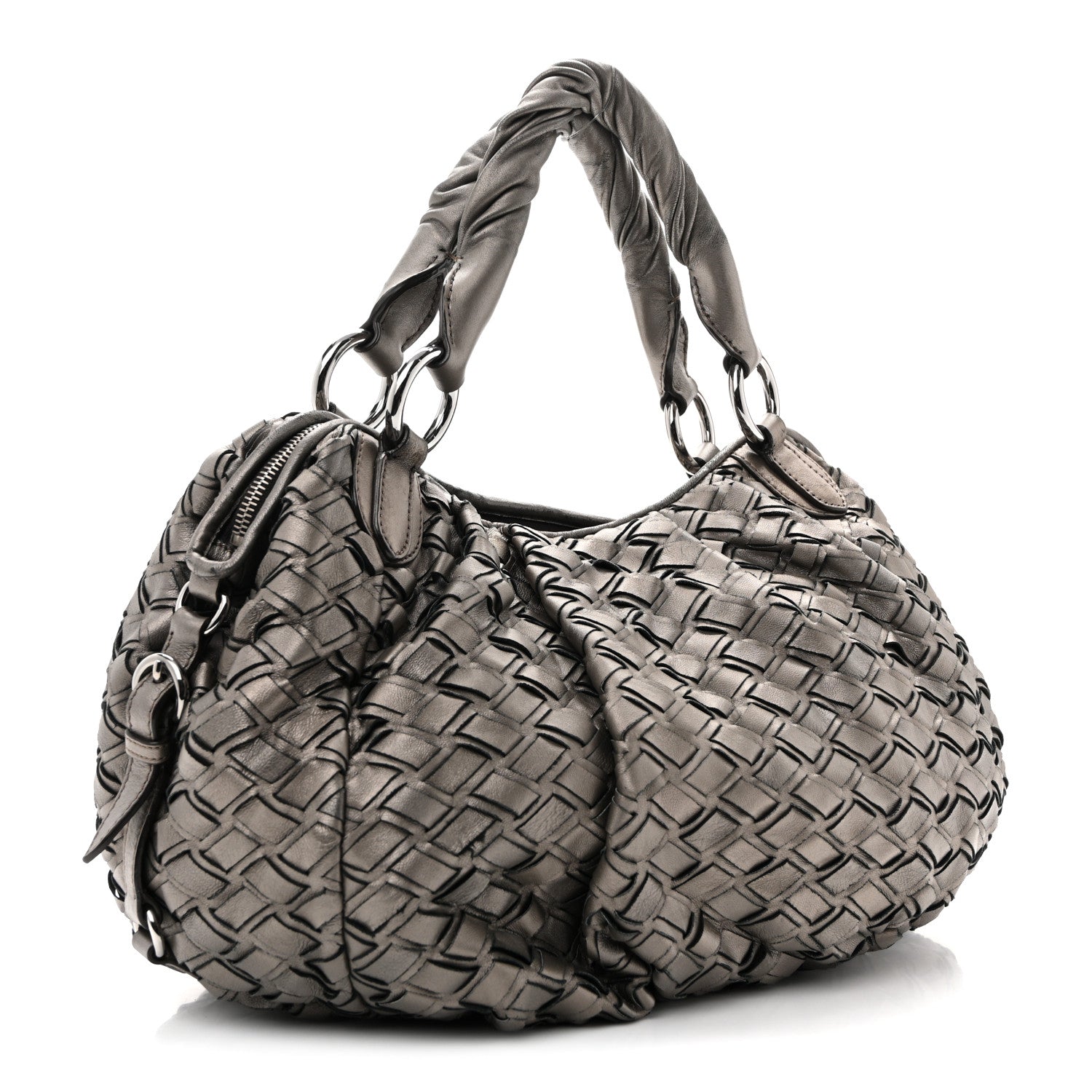 Miu Miu Metallic Nappa Woven Hobo Bronze 3 of 15