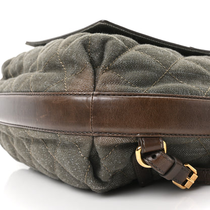 Chanel Denim Calfskin Quilted Backpack Olive Green Brown 10 of 10