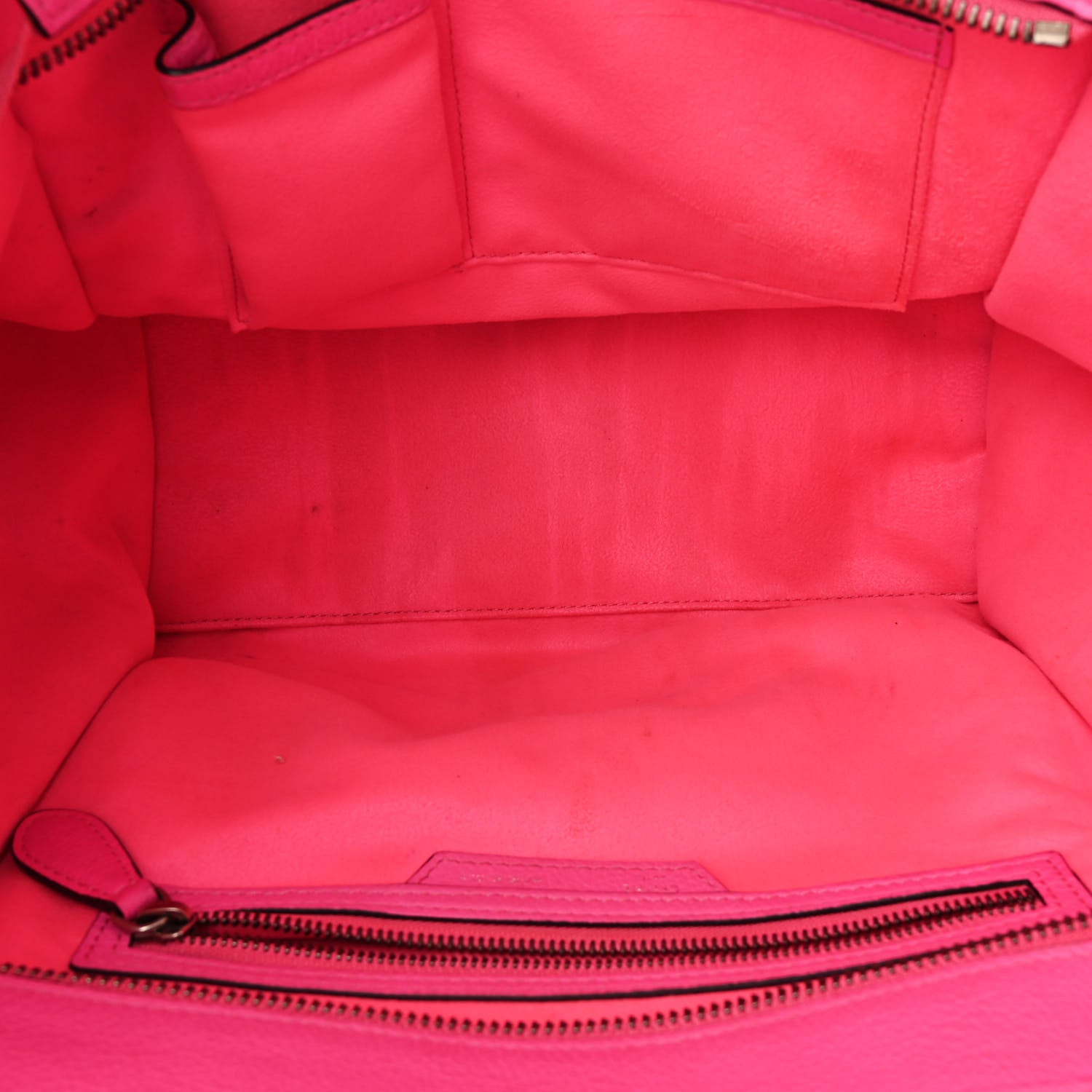 Celine Drummed Calfskin Mini Luggage Fluo Pink 5 of 13
