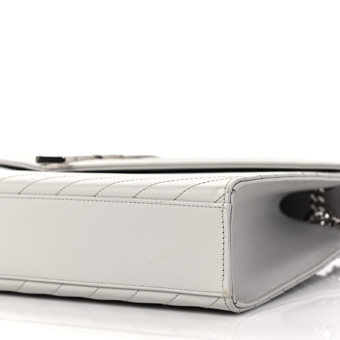 Grain De Poudre Matelasse Chevron Large Monogram Satchel Light Grey