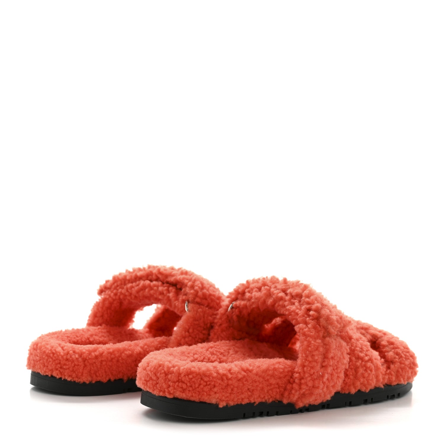 Hermes Woolskin Womens Chypre Sandals 37 Orange 5 of 9