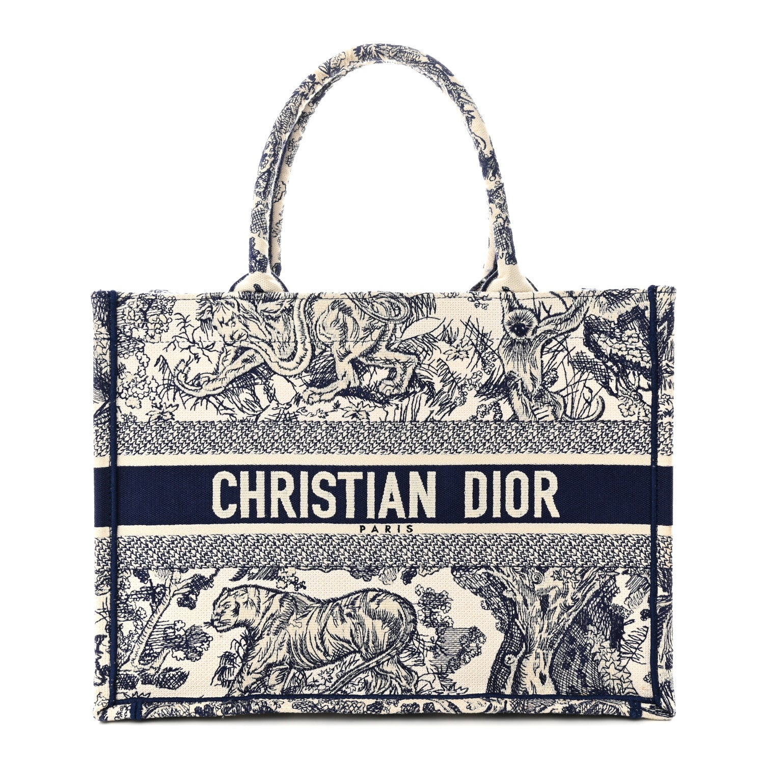 Christian Dior Canvas Embroidered Medium Dioriviera Toile De Jouy Book Tote Blue 1 of 17