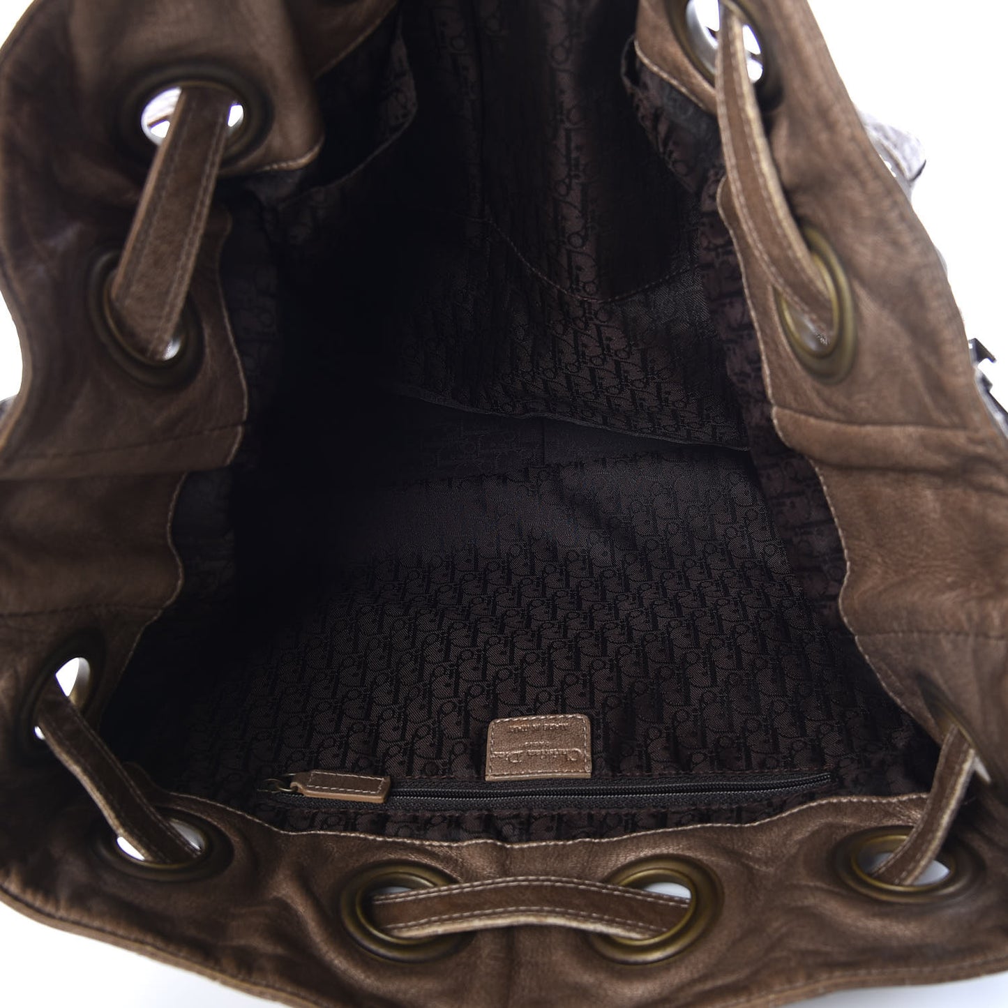 Lambskin Cannage Drawstring Bag Bronze