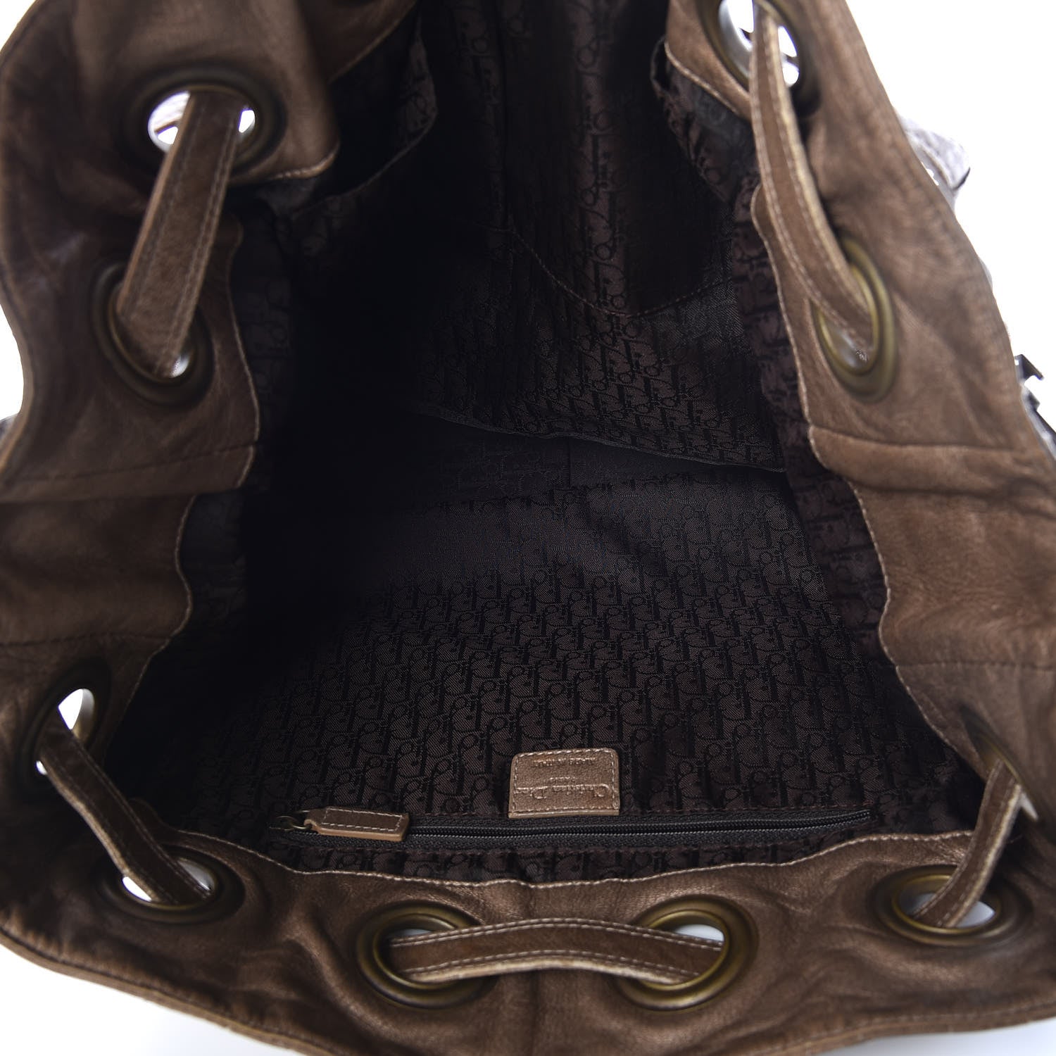 Christian Dior Lambskin Cannage Drawstring Bag Bronze 5 of 9