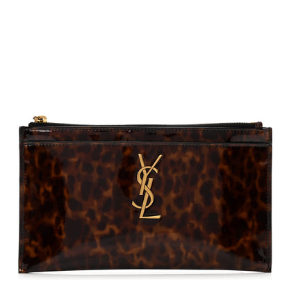 Saint Laurent Patent Tartarugato Monogram Bill Pouch Tortoise Brown 1 of 6