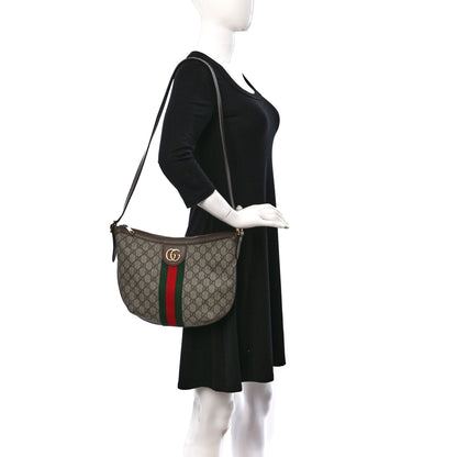 Gucci GG Supreme Monogram Web Small Ophidia Half Moon Hobo Brown 2 of 9