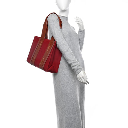Chloe Canvas Calfskin Medium Woody Ribbon Tote Dark Red 2 of 11