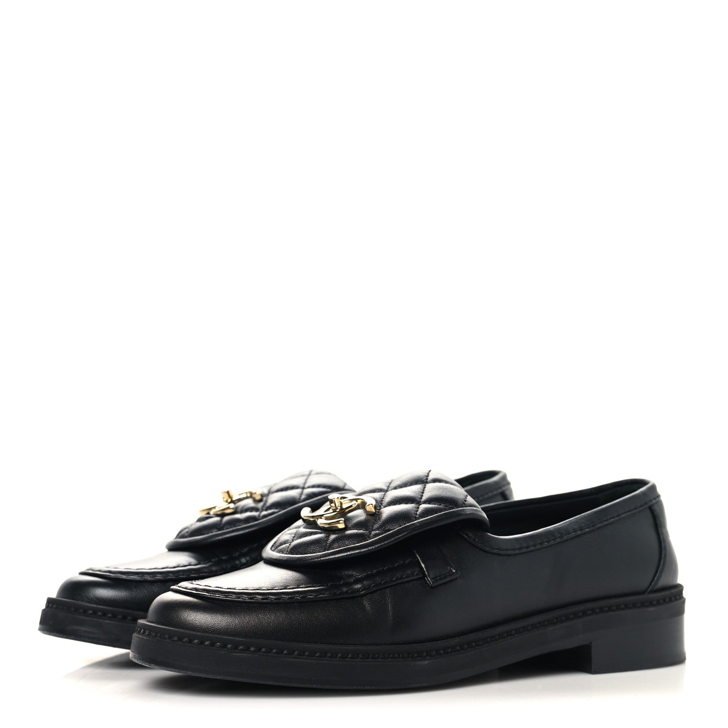 CHANEL　ローファー　パンプス37 2/1 Chanel Lambskin Quilted CC Turnlock Loafers 37 Black 1867631
