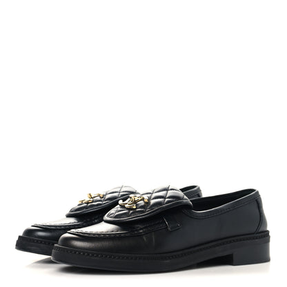 Chanel Lambskin Quilted CC Turnlock Loafers 37 Black 4 of 9