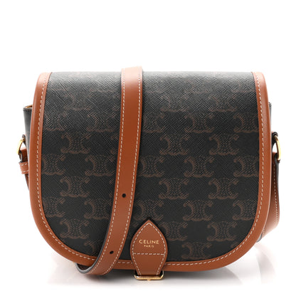 Celine Triomphe Canvas Medium Folco Bag Tan 1 of 10