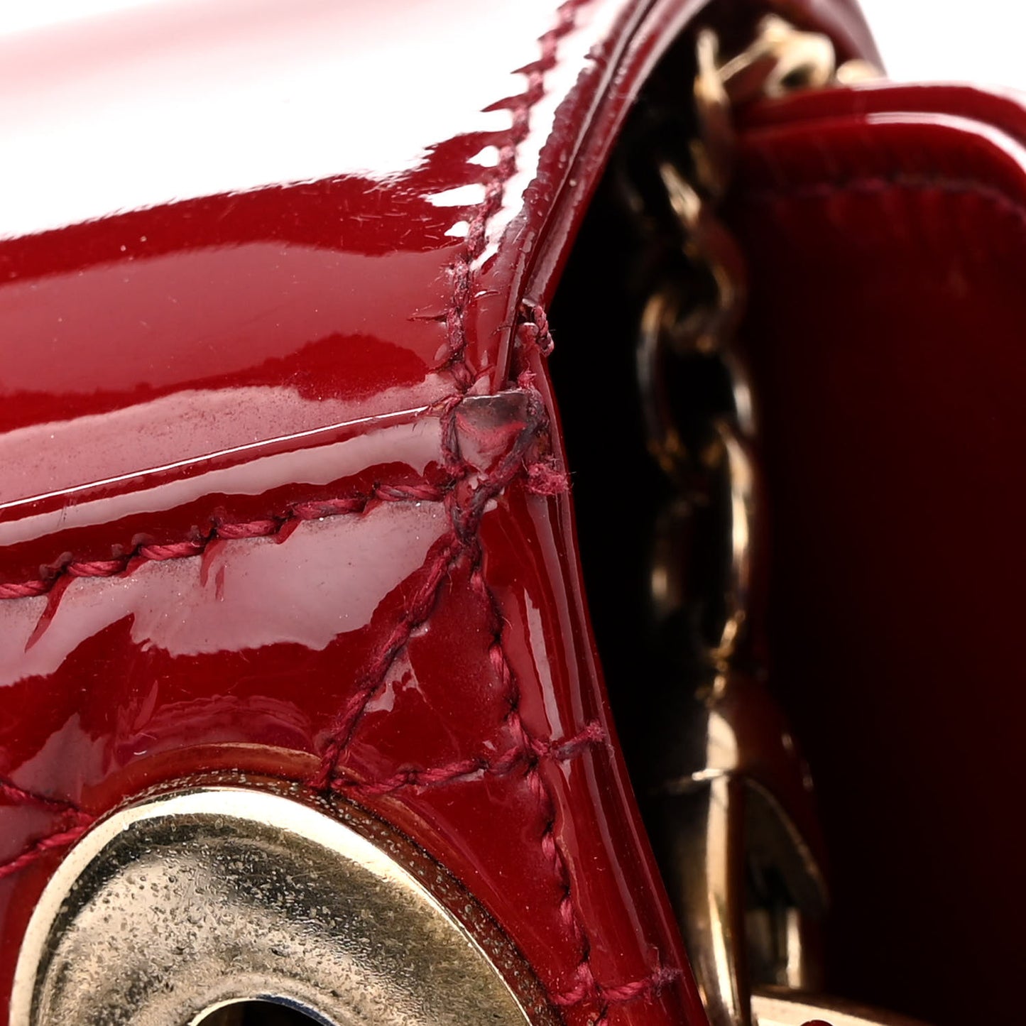 Patent Cannage Mini Lady Dior Red