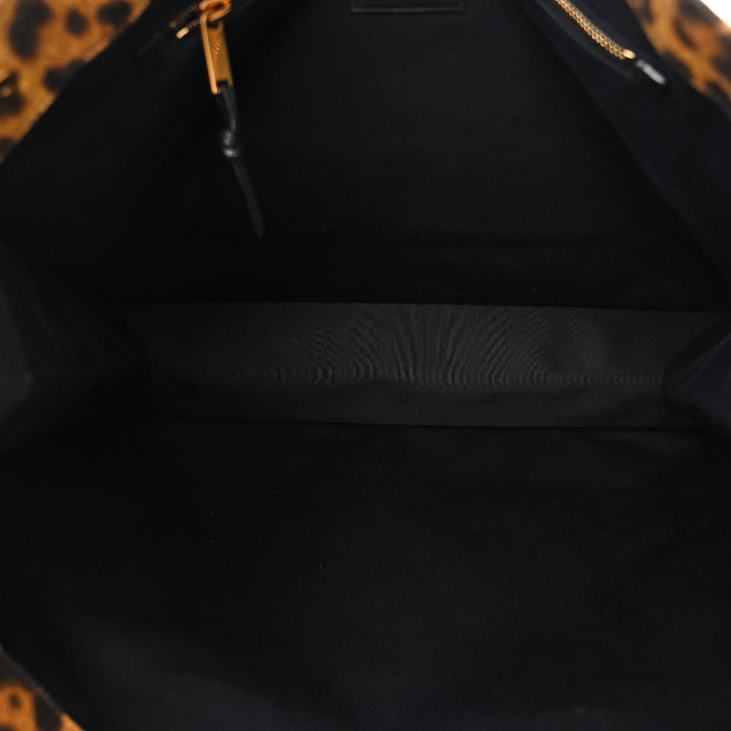 Canvas Calfskin Leopard Print Rive Gauche Noe Tote Natural Black