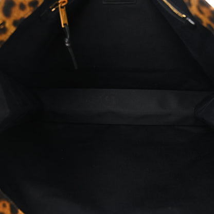 Saint Laurent Canvas Calfskin Leopard Print Rive Gauche Noe Tote Natural Black 5 of 10