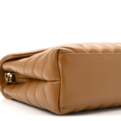 Saint Laurent Calfskin Y Quilted Monogram Small Loulou Chain Satchel Dark Natural 9 of 10