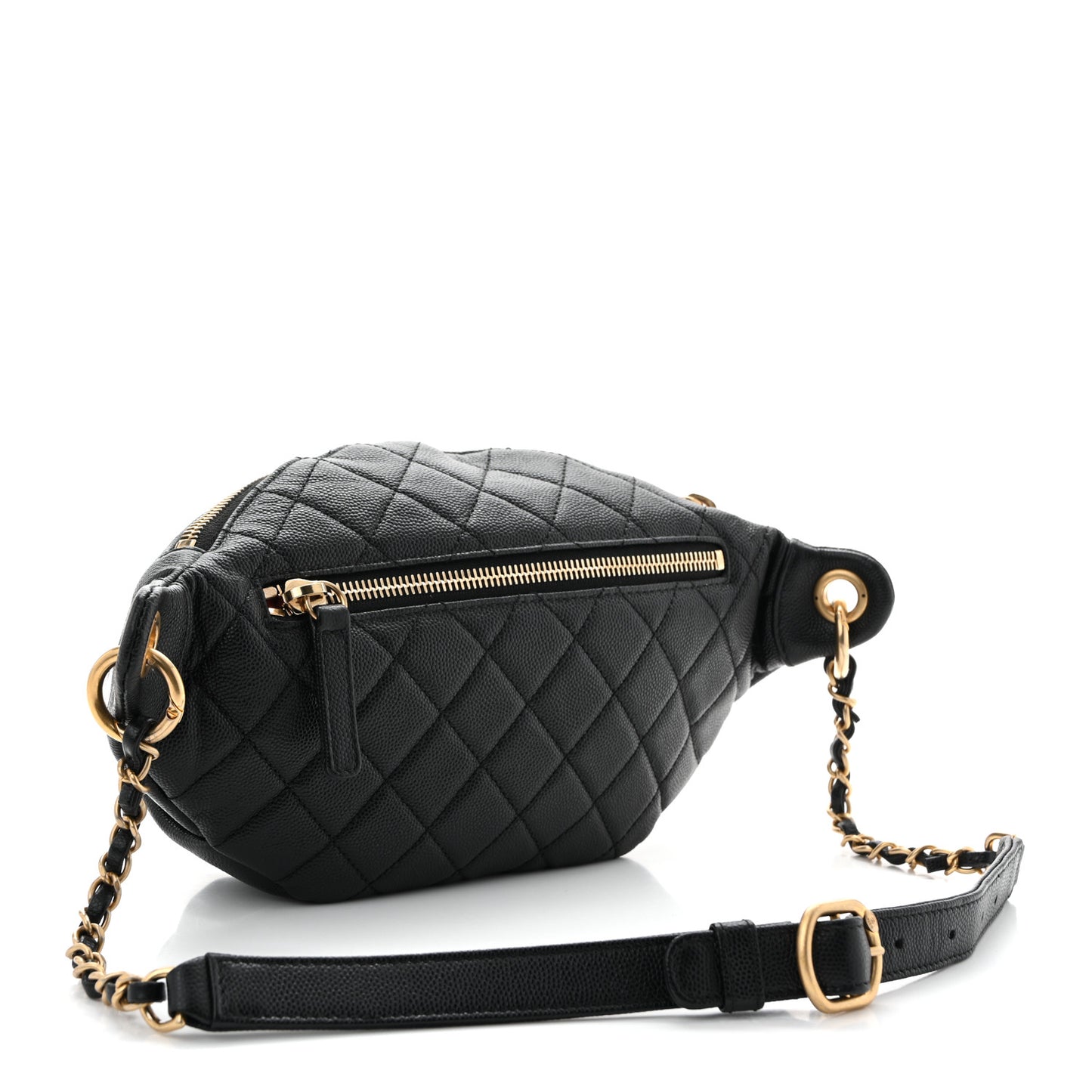 Caviar Quilted Filigree Waist Bag Black