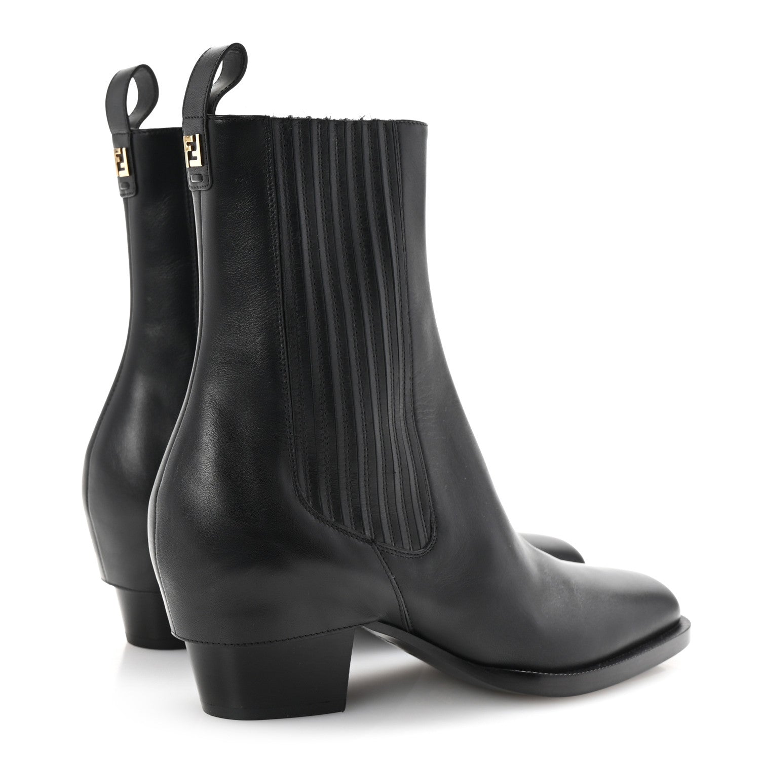 Fendi Vitello Ankle Boots 38.5 Black 5 of 9
