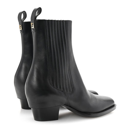 Fendi Vitello Ankle Boots 38.5 Black 5 of 9