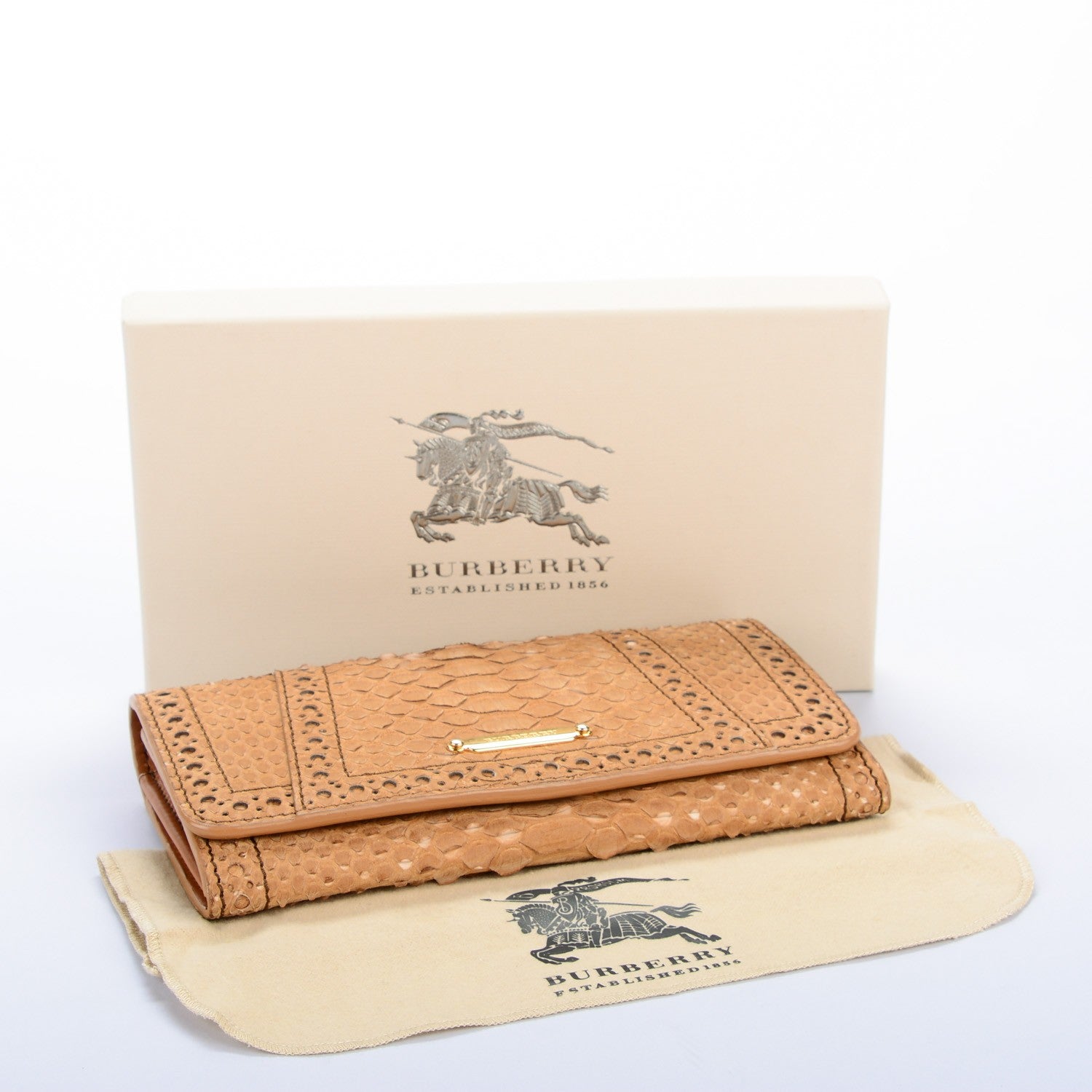 Burberry Nubuck Python Brogue Penrose Continental Wallet Light Tan 4 of 6