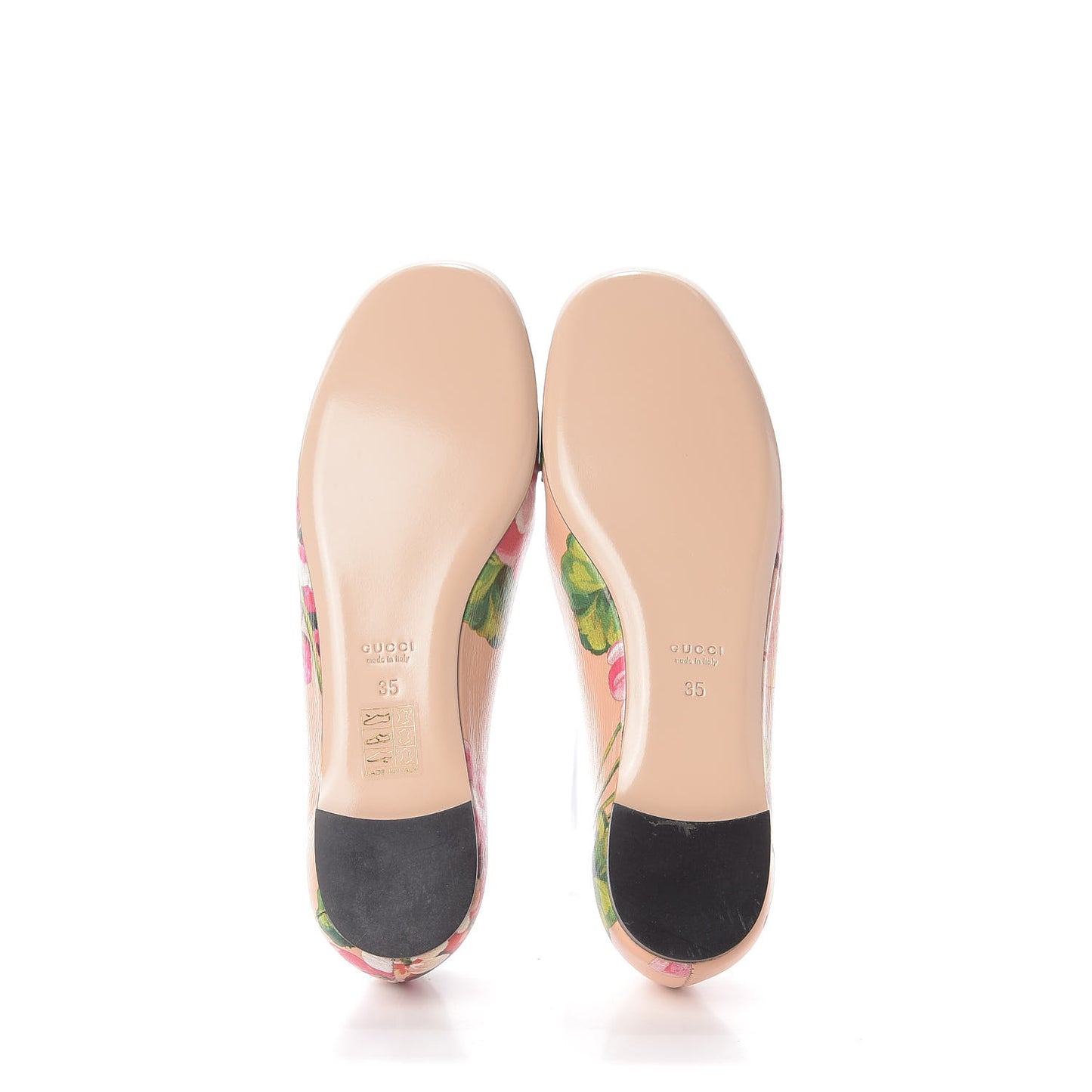 Calfskin Blooms Print Ballet Flats 35 Pink Apricot Multicolor