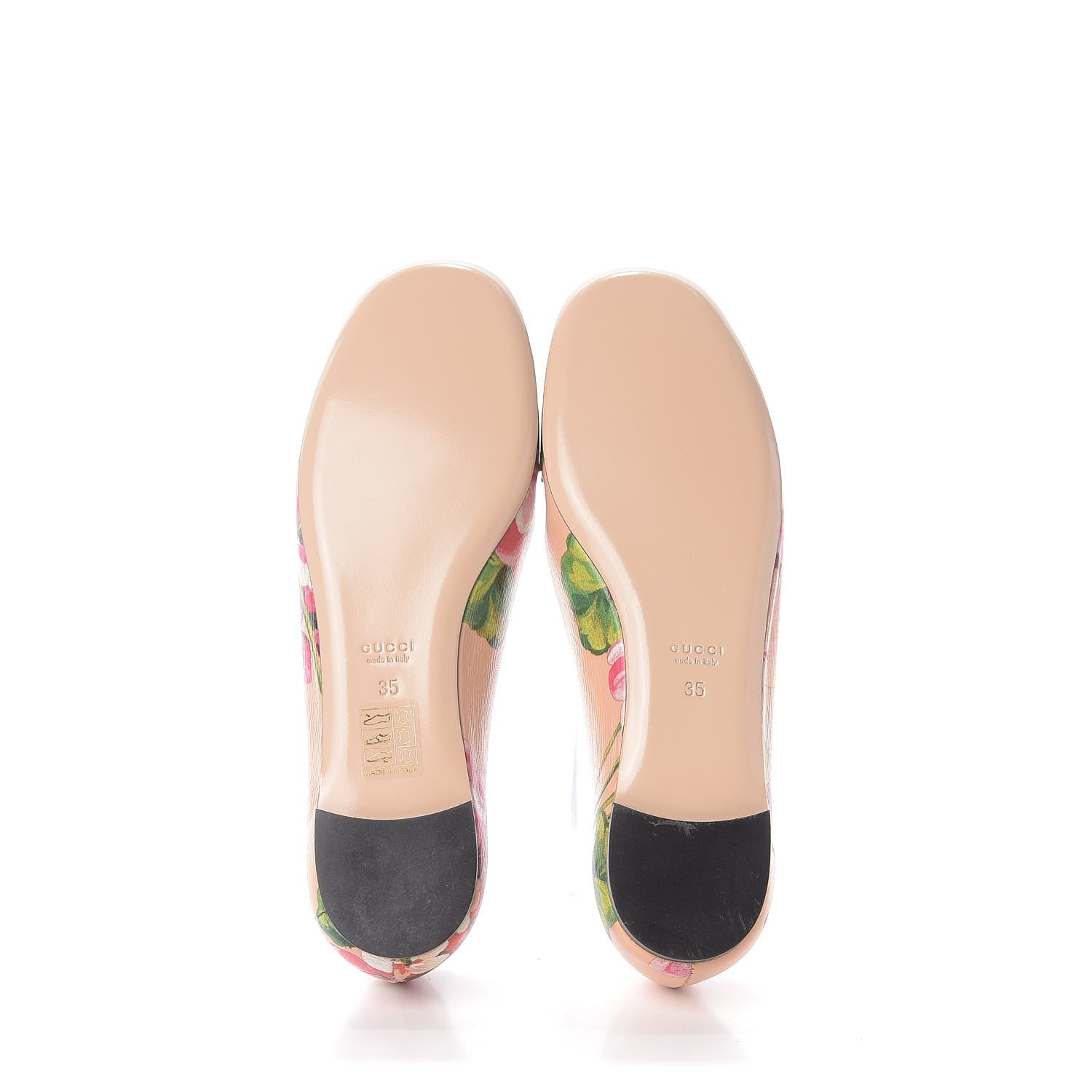 Gucci Calfskin Blooms Print Ballet Flats 35 Pink Apricot Multicolor 6 of 11