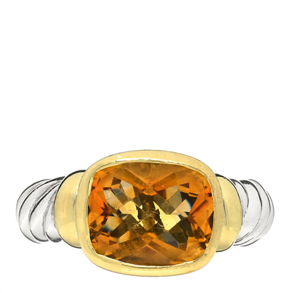 David Yurman Sterling Silver 14K Yellow Gold Citrine 10mm Noblesse Ring 49 5 1 of 3